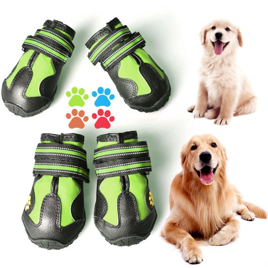 Picture of CovertSafe& Dog Boots for Dogs Non-Slip, Waterproof Dog Booties for Outdoor, Dog Shoes for Medium to Large Dogs 4Pcs with Rugged Sole Grey-Green