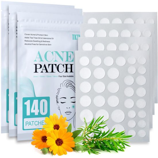 Picture of Acne Patch Pimple Patch, 4 Sizes 420 Patches Acne Absorbing Cover Patch, Hydrocolloid Invisible Acne Patches For Face Zit Patch Acne Dots Tea Tree, Calendula Oil - 3 Pack