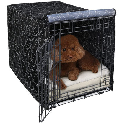 Picture of Explore Land Pattern Dog Crate Cover for 30 Inches Wire Cage, Heavy-Duty Polyester Indoor Pet Kennel Covers Universal Fit for 1 2 3 Doors Standard Metal Crate (Brief Polygonal)