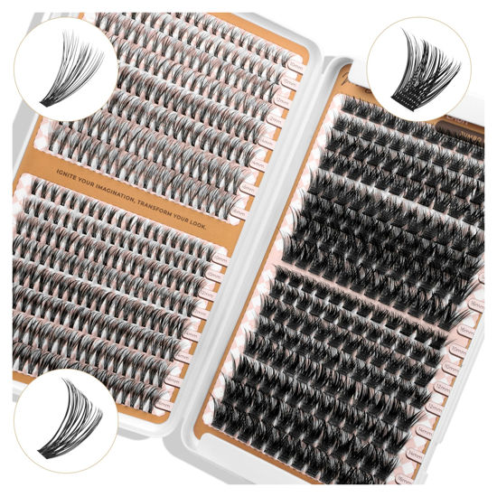 Picture of LASHVIEW Lash Clusters D Curl Eyelash Extension Clusters Natural Look Cluster Lashes Extensions Super Thin Band & Soft Cluster Lashes Reusable 9-16mm MIX(style30&40&56D)