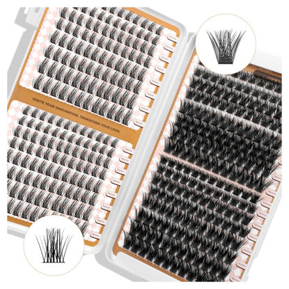 Picture of LASHVIEW Lash Clusters D Curl Eyelash Extension Clusters Natural Look Cluster Lashes Extensions Super Thin Band & Soft Cluster Lashes Reusable 9-16mm MIX(style5&56D)