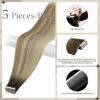 Picture of Full Shine Injected Tape in Hair Extensions 5Pcs Virgin Injection Tape in Extensions Color 2 Brown Fading to 18 Ash Blonde And 22 Seamless Tape in Human Hair 16 Inch Hair Extensions Tape in 10Gram