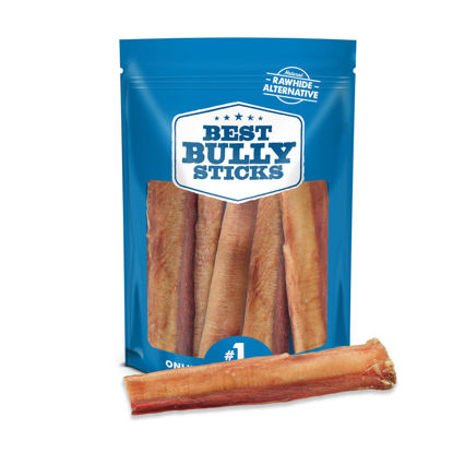 Picture of Best Bully Sticks All Natural 6 Inch Thick Bully Sticks for Large Dogs - 100% Free-Range Grass-Fed Beef - Single-Ingredient Grain & Rawhide Free Dog Chews - 5 Pack