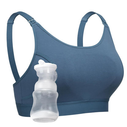 Picture of Momcozy Hands Free Pumping Bra, Adjustable Breast-Pumps Holding and Nursing Bra, Suitable for Breastfeeding-Pumps by Lansinoh, Philips Avent, Spectra, Evenflo and More Blue