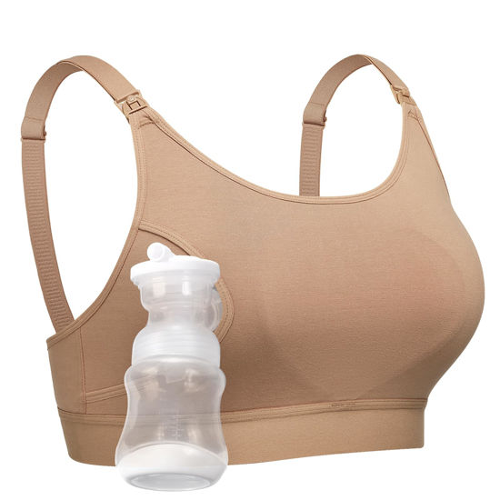 Picture of Momcozy Hands Free Pumping Bra, Adjustable Breast-Pumps Holding and Nursing Bra, Suitable for Breastfeeding-Pumps by Lansinoh, Philips Avent, Spectra, Evenflo and More Mocha