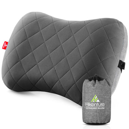 Picture of Hikenture Ultralight Inflatable Pillow with Removable Cover for Neck Lumber Support - Upgrade Washable Travel Air Pillows for Camping, Hiking, Backpacking (Grey)