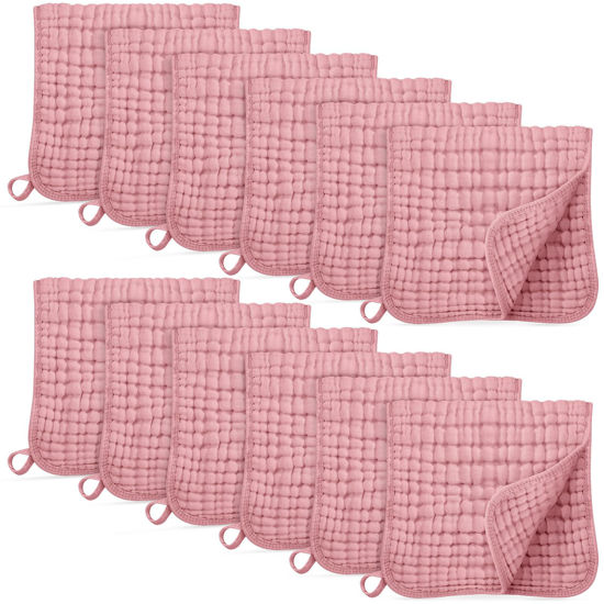 Picture of Unnivoll Muslin Burp Cloths for Baby 100% Cotton Burping Cloths for Boys Girls Large 20''X10'' Extra Soft and Absorbent 12 Pack - Bean Paste