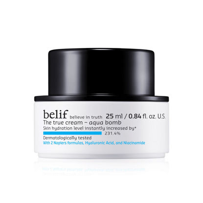 Picture of belif The True Cream Aqua Bomb 25ml: Daily Lightweight Facial Moisturizer, Hydrating & Plumping Face Cream, Hyaluronic Acid, Niacinamide, Squalane, For All Skin Types, No Mineral Oils Korean Skin Care