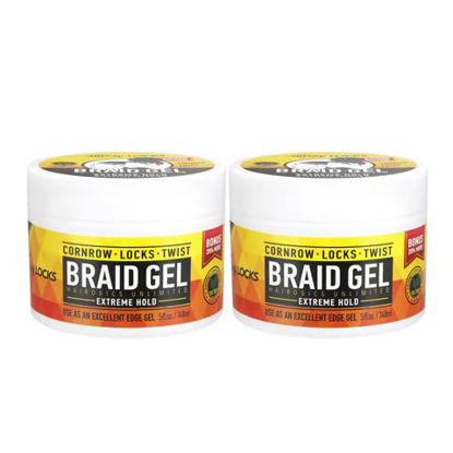 Picture of AllDay Locks Braid Gel | Extreme Hold, Smooths & Tames Frizz | No Flaking or Drying | High Shine, Long Lasting for Braids, Locks, Twists, Cornrows | 5 oz, 2-pack