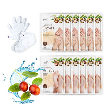 Picture of Epielle Hydrating Hand & Foot Masks (Glove & Socks 12pk) for Dry Hand, Dry & Cracked Heel | Spa Day | Shea Butter + Jojoba Oil + Vitamin E, Beauty Mothers Day Gifts