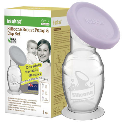 Picture of Haakaa Manual Breast Pump with Base 4 Fl Oz/100ml+Lid (Lavender), Gen.2