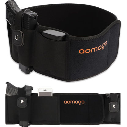 Picture of Aomago Belly Band Holster for Concealed Carry-Gun Holster for Women & Men Fits Glock, Smith Wesson, Taurus, Ruger, and More-Breathable Neoprene Waistband Holster for Most Pistols and Revolvers