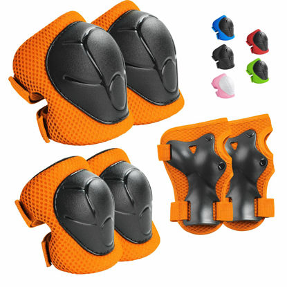 Picture of Wemfg Kids Protective Gear Set Knee Pads for Kids 3-8 Years Toddler Knee and Elbow Pads with Wrist Guards 3 in 1 for Skating Cycling Bike Rollerblading Scooter