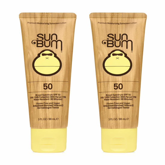 Picture of Sun Bum Original Spf 50 Sunscreen Lotion Vegan and Reef Friendly (octinoxate & Oxybenzone Free) Broad Spectrum Moisturizing Uva/uvb With Vitamin E 3 Ounce 2 Pack