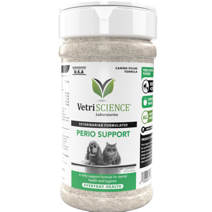 Picture of VetriScience Perio Support Cat & Dog Teeth Cleaning Dental Powder, 4.2oz - Cat & Dog Breath Freshener - Clinically Proven Plaque and Tartar Support