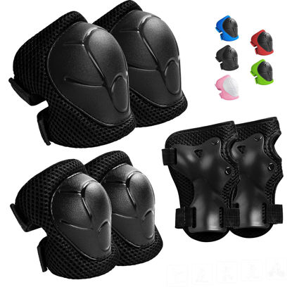 Picture of Wemfg Kids Protective Gear Set Knee Pads for Kids 3-14 Years Toddler Knee and Elbow Pads with Wrist Guards 3 in 1 for Skating Cycling Bike Rollerblading Scooter