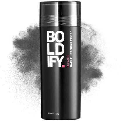 Picture of BOLDIFY Hair Fibers (28g) Fill In Fine and Thinning Hair for an Instantly Thicker & Fuller Look - Best Value & Superior Formula -14 Shades for Women & Men - DARK GRAY