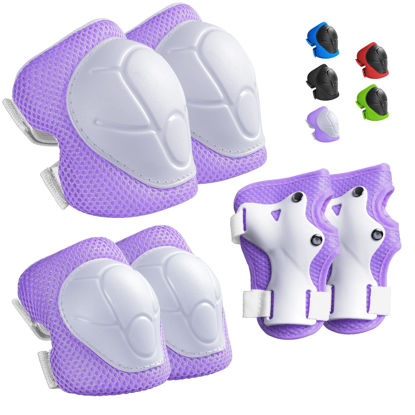 Picture of Wemfg Kids Protective Gear Set Knee Pads for Kids 3-8 Years Toddler Knee and Elbow Pads with Wrist Guards 3 in 1 for Skating Cycling Bike Rollerblading Scooter