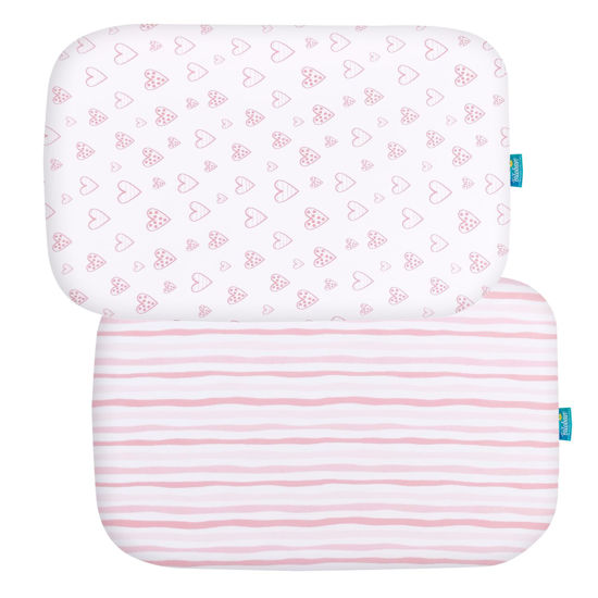 Picture of Bassinet Sheets Compatible with 4moms Breeze Plus Bassinet(not playard), 2 Pack, 100% Jersey Knit Cotton Fitted Sheets, Breathable and Heavenly Soft, Pink Print for Baby