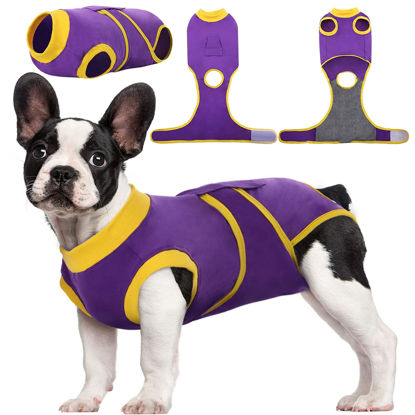 Picture of Kuoser Recovery Suit for Dogs Cats After Surgery, Professional Pet Recovery Shirt Dog Abdominal Wounds Bandages, Substitute E-Collar & Cone,Prevent Licking Dog Onesies Pet Surgery Recovery Suit