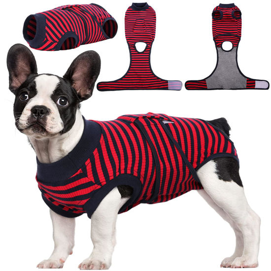 Picture of Kuoser Recovery Suit for Dogs Cats After Surgery, Professional Pet Recovery Shirt Dog Abdominal Wounds Bandages, Substitute E-Collar & Cone,Prevent Licking Dog Onesies Pet Surgery Recovery Suit