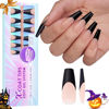 Picture of btartboxnails XCOATTIPS Black French Tip Nails, 300pcs Halloween Black French Tip Press On Nails, XL Long Coffin Black French XCOATTIPS for DIY Nail Art