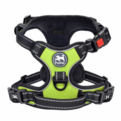 Picture of PoyPet No Pull Dog Harness, No Choke Front Clip Dog Reflective Harness, Adjustable Soft Padded Pet Vest with Easy Control Handle for Small to Large Dogs(Green,S)