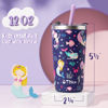 Picture of Tiblue Kids Cup - Spill Proof Stainless Steel Insulated Tumbler for Toddler Girls Boys - BPA FREE Smoothie Drinking Cup with Leak Proof Lid & Silicone Straw with Stopper (2 Pack, 12oz Rainbow+Mermaid)