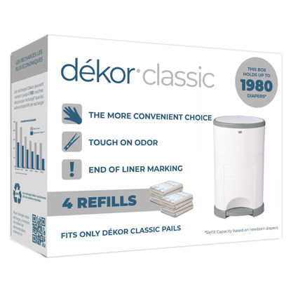 Picture of Diaper Dekor Classic Diaper Pail Refills | 4 Count | Most Economical Refill System | Quick & Easy to Replace | No Preset Bag Size Use Only What You Need | Exclusive End-of-Liner Marking