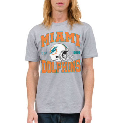 Picture of Junk Food Clothing x NFL - Miami Dolphins - Team Helmet - Unisex Adult Short Sleeve Fan T-Shirt for Men and Women - Size Small