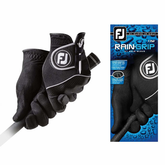 Picture of FootJoy Men's RainGrip Pair Golf Glove Black Cadet Medium, Pair