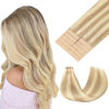 Picture of GOO GOO Tape in Hair Extensions Human Hair, 18A/613A Dark Blonde Highlighted Bleach Blonde, 14inch 25g 10pcs, Thick Ends Straight Seamless Tape in, Invisible Tape in Hair Extensions Human Hair