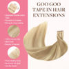 Picture of GOO GOO Tape in Hair Extensions Human Hair, 18A/613A Dark Blonde Highlighted Bleach Blonde, 14inch 25g 10pcs, Thick Ends Straight Seamless Tape in, Invisible Tape in Hair Extensions Human Hair