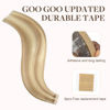 Picture of GOO GOO Tape in Hair Extensions Human Hair, 18A/613A Dark Blonde Highlighted Bleach Blonde, 14inch 25g 10pcs, Thick Ends Straight Seamless Tape in, Invisible Tape in Hair Extensions Human Hair