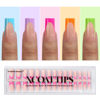 Picture of btartboxnails XCOATTIPS French Nails - Brighter Pastel French Tip Press on Nails, Long Sqaure Nail Tips, Soft Gel Nails False Nail, Soak Off Acrylic Fake Nails Extensions