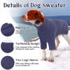 Picture of IECOii Large Dog Sweater,Pet Dog Sweaters for Large Dogs Boy,Thanksgiving Fall Knit Doggie Sweatshirt,Turtleneck Thick Warm Girl Dog Sweater,Winter Knitwear Clothes for Corgi,French Bulldog(Blue L)