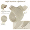 Picture of Full Shine Injected Tape Hair Extensions 5Pcs Color 1000 Blonde Virgin Intact Tape in Hair Extensions Seamless Skin Weft Tape in Extensions 16 Inch Hair Extensions Tape in 10Gram Straight Hair