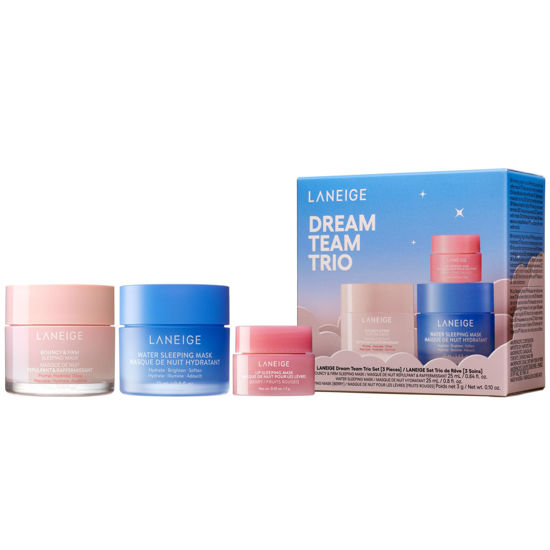 Picture of LANEIGE Dream Team Trio: Water Sleeping Mask, Lip Sleeping Mask, Bouncy and Firm Mask, Barrier-Boosting Hydration Travel Sized