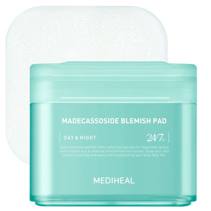 Picture of MEDIHEAL Madecassoside Cotton Facial Pads - Toner Pads with Centella Asiatica to Improve Uneven Skin Tone - Vegan Face Gauze Pads, 100 Pads