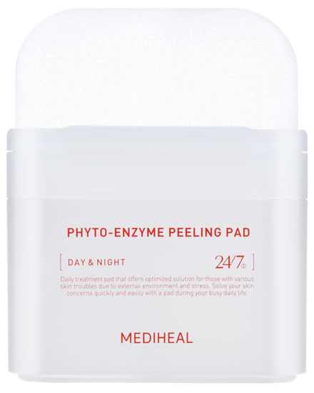 Picture of MEDIHEAL Phyto Enzyme Peeling Pad - Vegan Face Resurfacing Pore Tightening Gauze Pads with LHA & Papaya Enzym to Control Sebum - Exfoliating Pads for Dead Skin Cells, 90 Pads