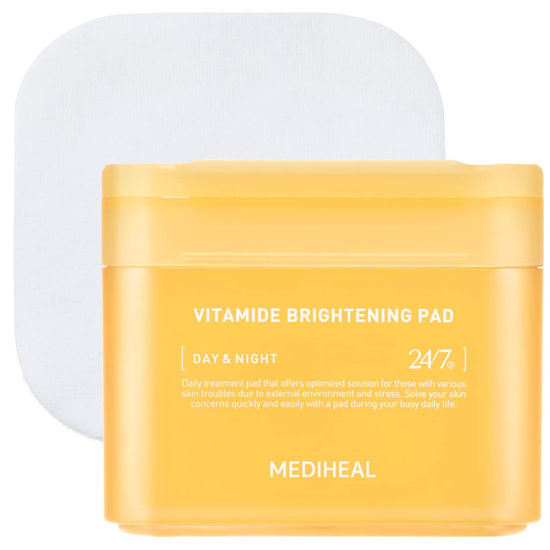 Picture of Mediheal Vitamide Brightening Pad - Vegan Face Hypoallergenic Pads with Niacinamide, Sea Buckthorn - Radiance Boosting Pads for Clear, Illuminating Skin 100 Pads