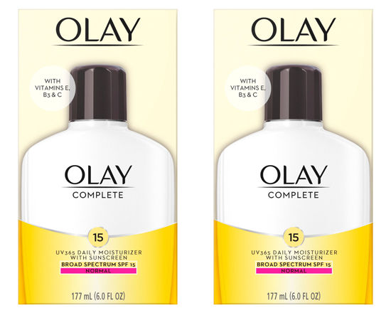 Picture of Olay Face Moisturizer Complete Lotion All Day Daily Facial Moisturizing Lotion SPF 15 for Normal Skin and Hydration, Oil-Free Non-Greasy, 6 Fl Oz (Pack of 2)