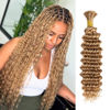 Picture of Blonde Braiding Hair 1 Bundle 50g 16 Inch Deep Water Wave Bulk Human Hair for Braiding Highlight Honey Blonde Curly Hair Extensions for Boho Braids Wet and Wavy Color 27 Human Braiding Hair