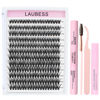 Picture of Eyelash Extension Kit 40D Lash Clusters Kit DIY Lash Extension Kit Individual Lashes Kit Bond and Seal Lash Glue Eyelash Remover for Extensions Tweezers Brush Lash Kit (Set 40D-0.05D-9-16Mix)