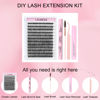 Picture of Eyelash Extension Kit 40D Lash Clusters Kit DIY Lash Extension Kit Individual Lashes Kit Bond and Seal Lash Glue Eyelash Remover for Extensions Tweezers Brush Lash Kit (Set 40D-0.05D-9-16Mix)