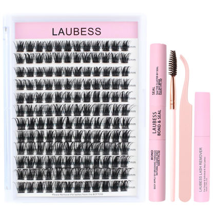 Picture of Lash Extension Kit Mixed Lash Clusters Kit Lash Bond and Seal Waterproof Individual Lashes Kit DIY Eyelash Extension Kit Lash Remover Tweezers Brush DIY Lash Extension Kit (Set 01-0.07D-14-18Mix)