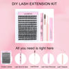 Picture of Lash Extension Kit Mixed Lash Clusters Kit Lash Bond and Seal Waterproof Individual Lashes Kit DIY Eyelash Extension Kit Lash Remover Tweezers Brush DIY Lash Extension Kit (Set 01-0.07D-14-18Mix)