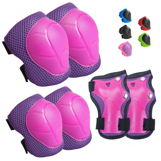 Picture of Wemfg Kids Protective Gear Set Knee Pads for Kids 3-8 Years Toddler Knee and Elbow Pads with Wrist Guards 3 in 1 for Skating Cycling Bike Rollerblading Scooter