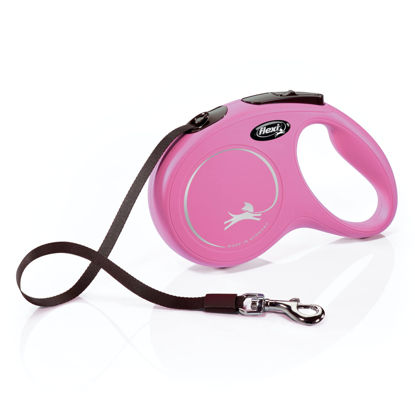 Picture of FLEXI New Classic Retractable Dog Leash (Tape), Ergonomic, Durable and Tangle Free Pet Walking Leash for Dogs, 16 ft, Medium, Pink