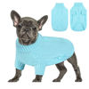 Picture of Queenmore Small Dog Pullover Sweater, Cold Weather Cable Knitwear, Classic Turtleneck Thick Warm Clothes for Chihuahua, Bulldog, Dachshund, Pug (Sky Blue, Medium)